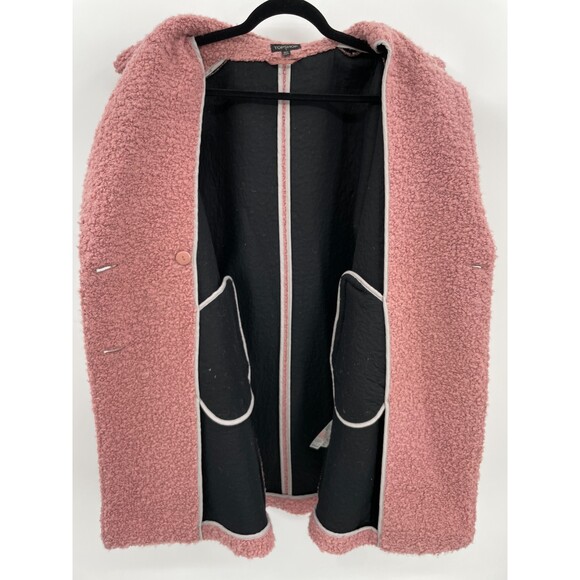 TOPSHOP Alicia Boucle Slouch Pink Wool Blend Long Line Coat Size S - Picture 6 of 8
